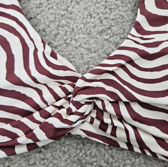 NWT Andie Swim The Portofino Bikini Top in Striped Truffle Animal Print M - Picture 6 of 11